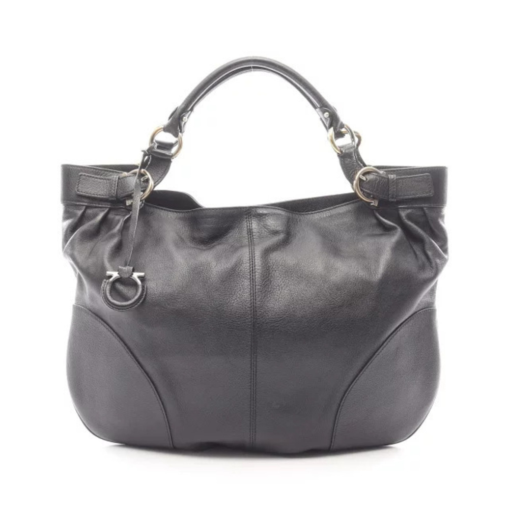 Salvatore Ferragamo Gancini Handbag Leather Black